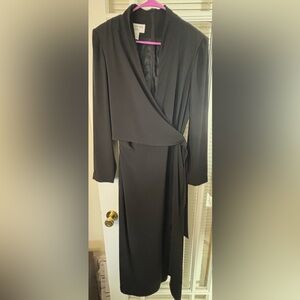 Jones New York Elegant Black Wrap Dress—Size 16